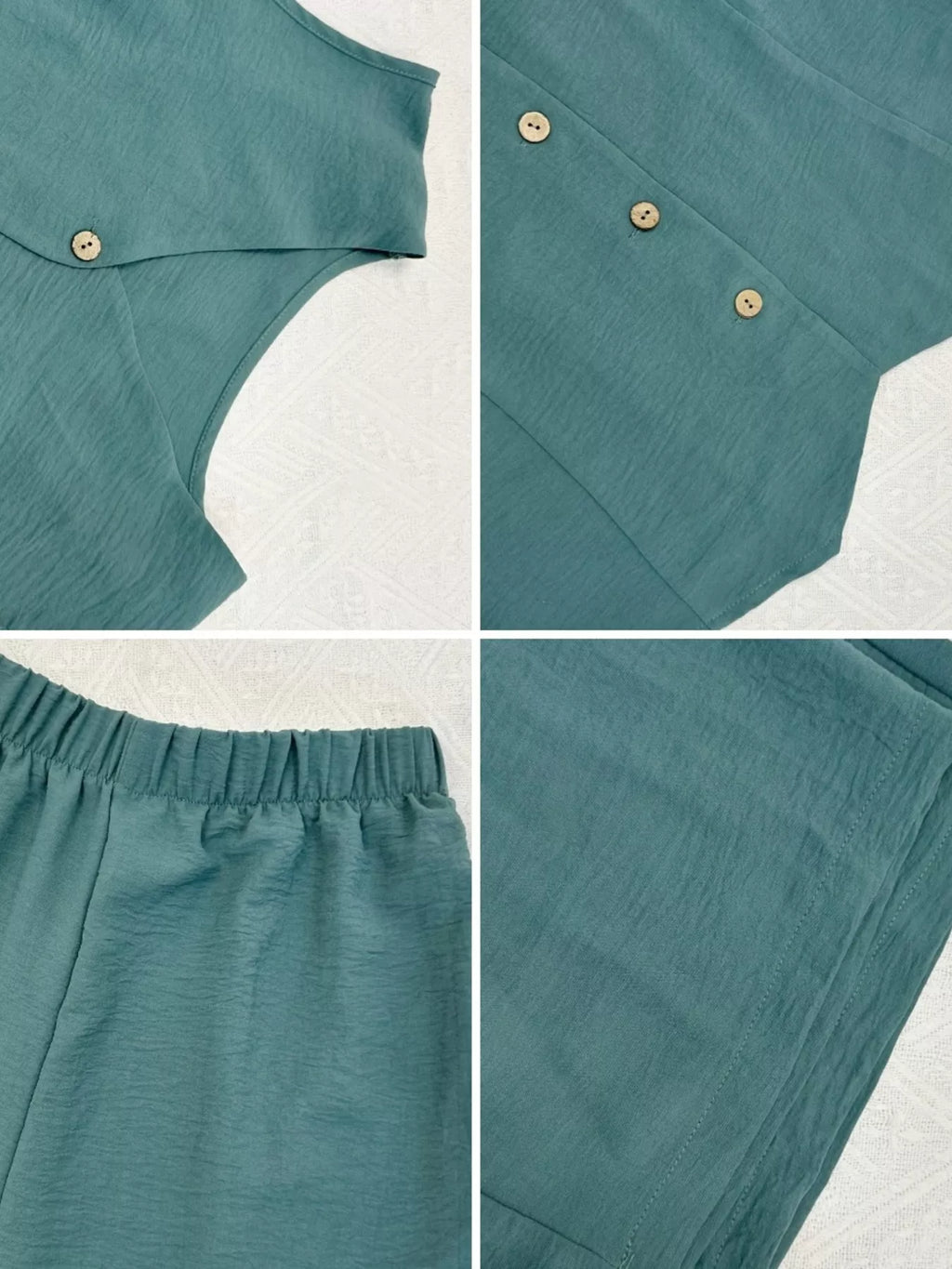 Button-down Vest Wide Leg Pants Set (29)