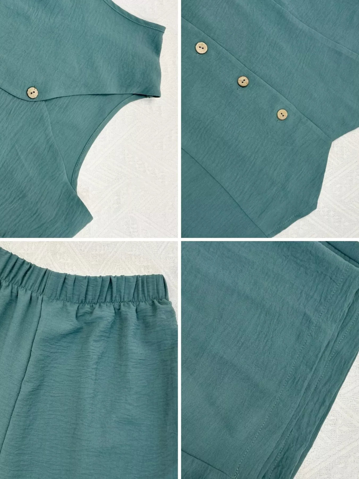 Button-down Vest Wide Leg Pants Set (29)