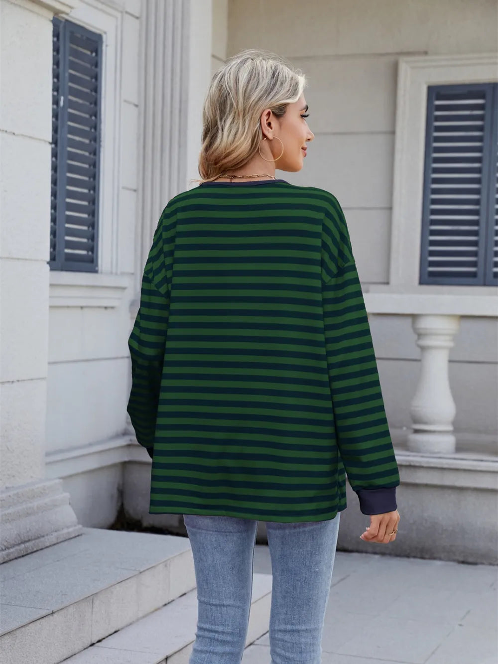 Lace-up Striped Long Sleeve T-shirt (18)