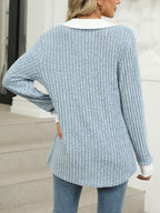 Ribbed Knit Long Sleeve T-shirt (26)