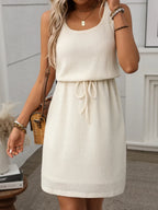 Waffle-knit Drawstring Mini Tank Dress (4)