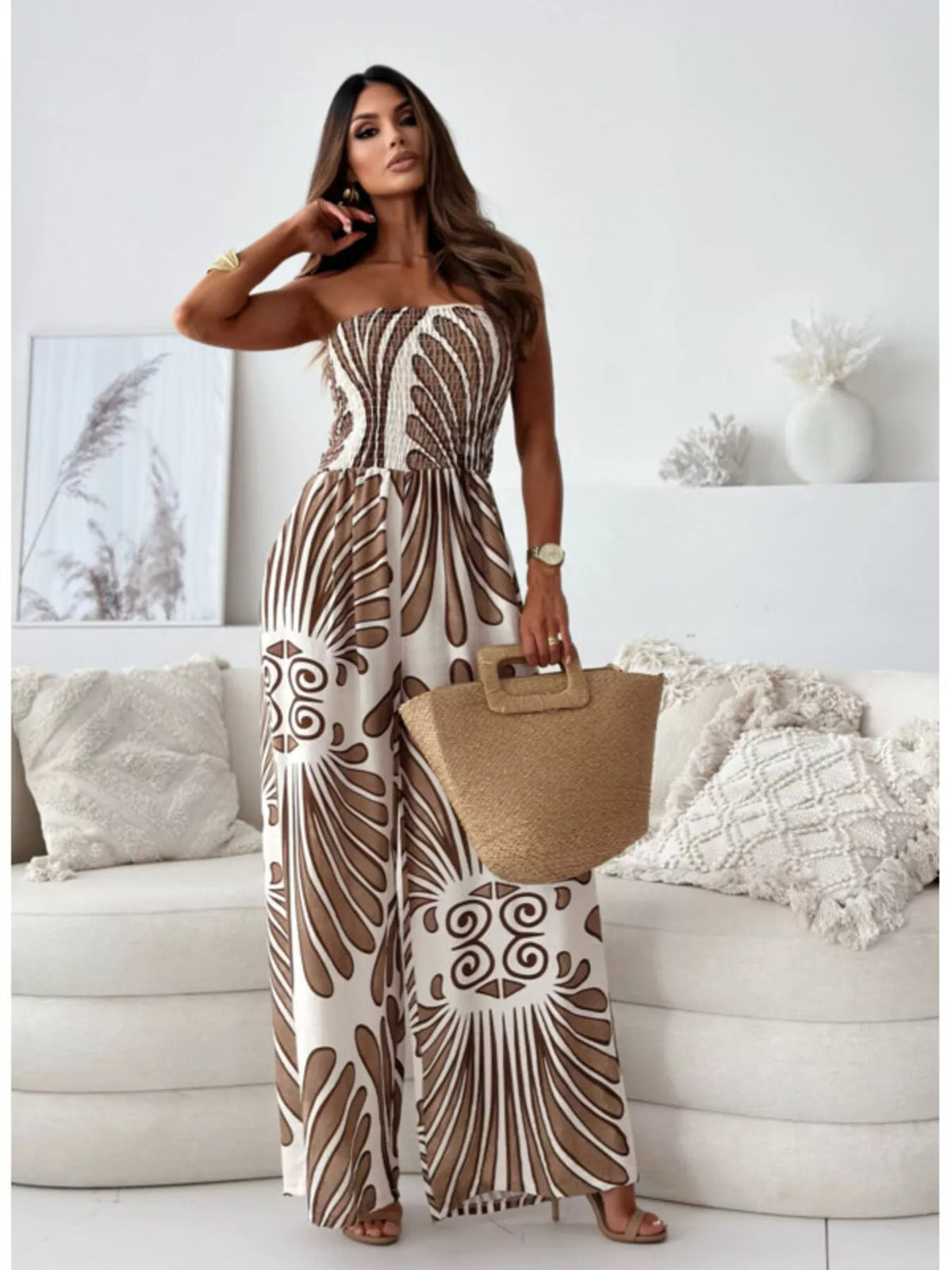 Printed Strapless Wide-leg Jumpsuit (11)