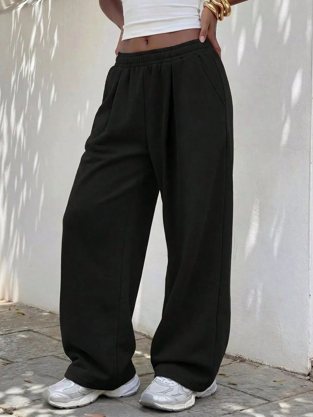 Elastic Waist Wide-leg Sweatpants (7)