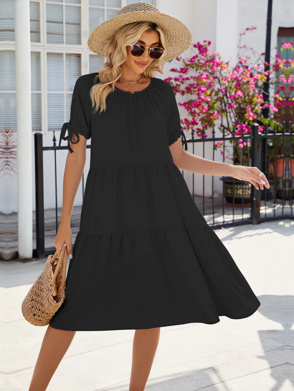 Tiered Round Neck Summer Dress (8)