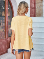 Eyelet Open Front Short Sleeve Cover Up (20)