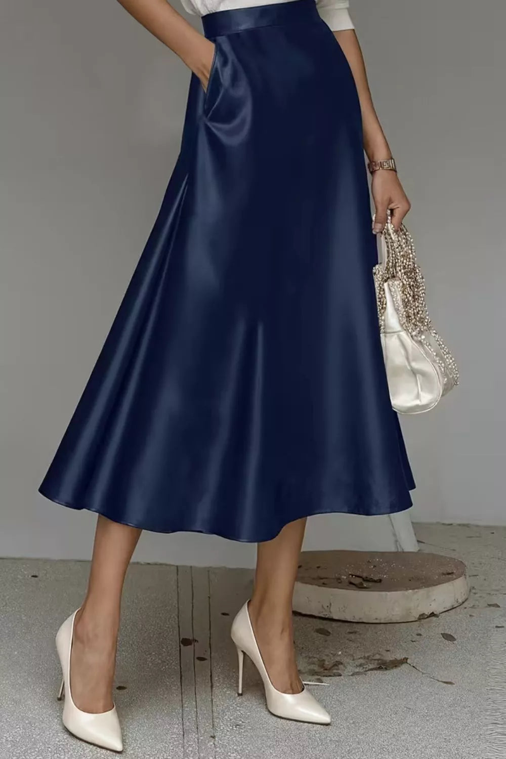 Satin A-line Midi Skirt (17)