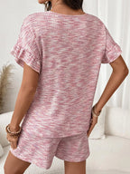 Ruffle Sleeve Textured Top Shorts Set (4)