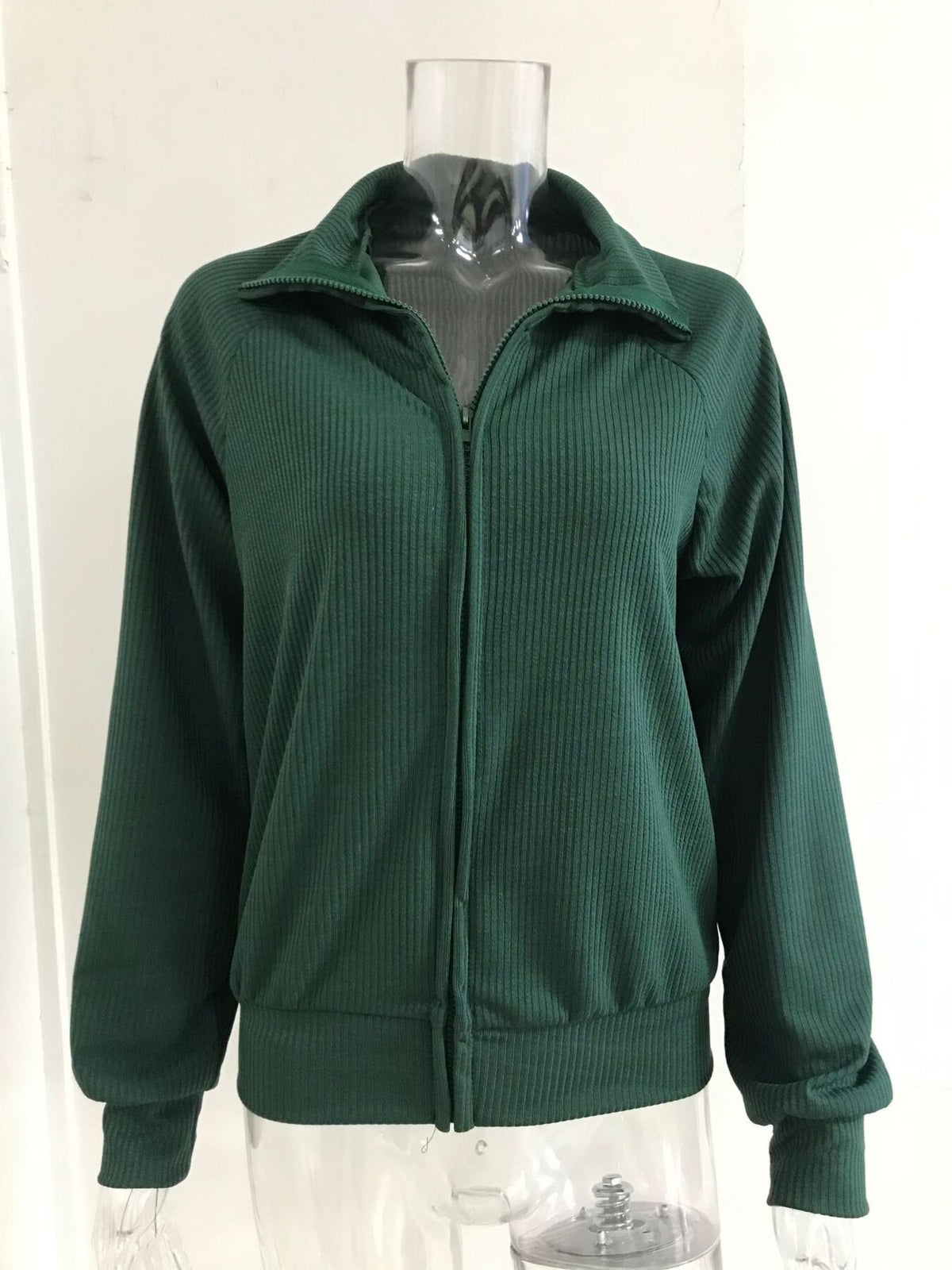 Full Size Ribbed Knit Zip-up Outerwear Plus (11)