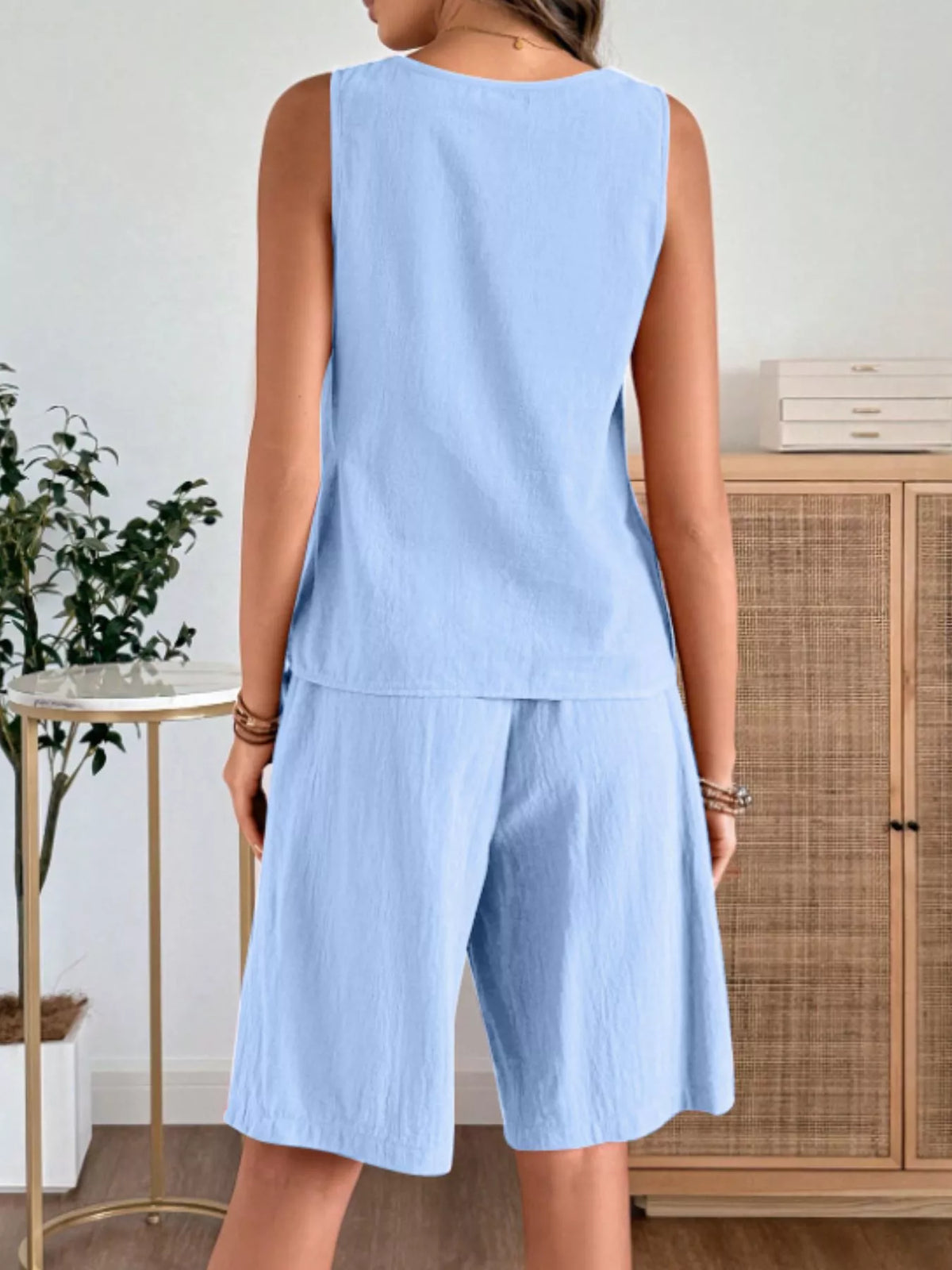 Round Neck Tank Shorts Set (17)