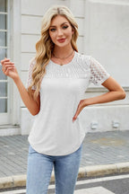 Smocked Round Neck Short Sleeve T-shirt (11)