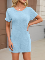 Casual Ribbed Knit V-neck Romper (29)
