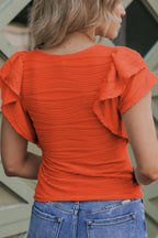 Textured Round Neck Cap Sleeve Top (21)