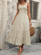 Smocked Scoop Neck Sleeveless Tank Dress (3)