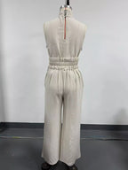 Full Size Sleeveless Wide-leg Jumpsuit Smocked Waist Plus (4)