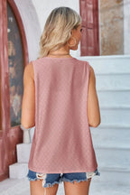 Eyelet Open Front Sleeveless Cardigan (24)