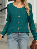 Ribbed Round Neck Long Sleeve Top (16)
