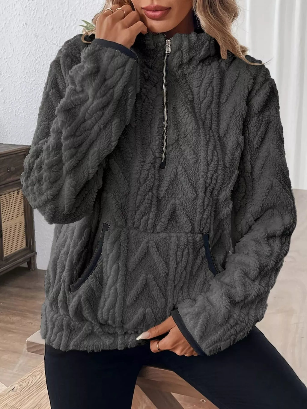Full Size Fleece Half Zip Sweatshirt Plus (23)