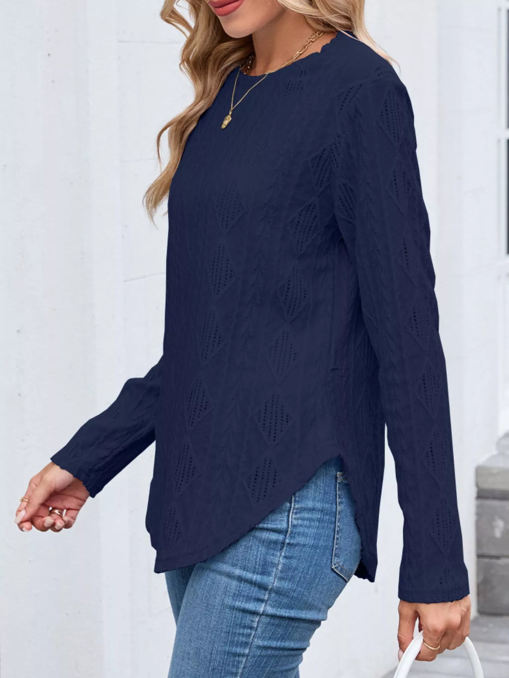 Openwork Textured Long Sleeve Top (22)