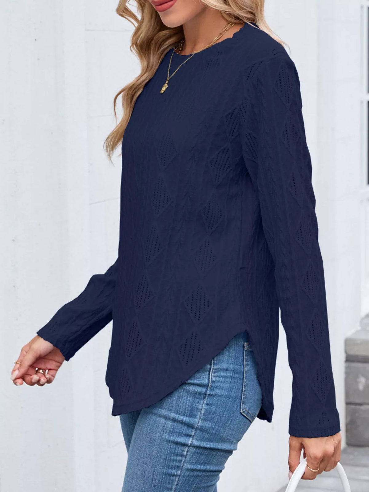 Openwork Textured Long Sleeve Top (22)