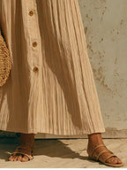 Full Size Textured Button Down Long Sleeve Maxi Dress Plus (8)