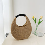 Oval Simple Rattan Moon Handbag photo 1