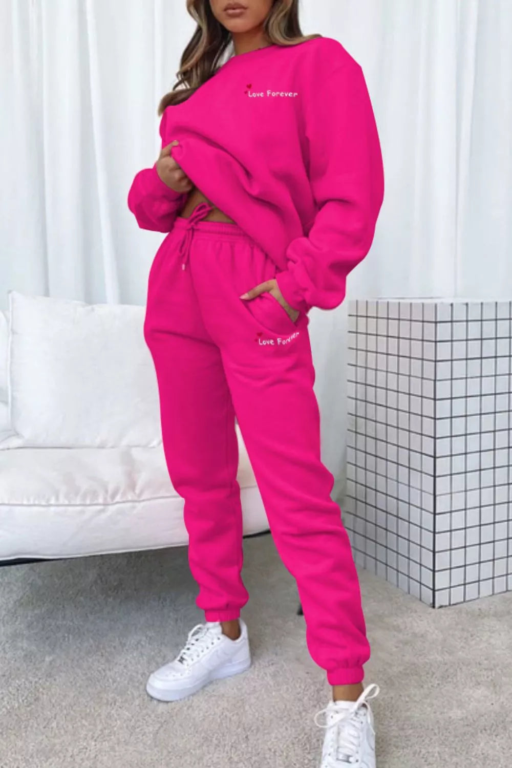 Round Neck Sweatshirt Joggers Set (29)