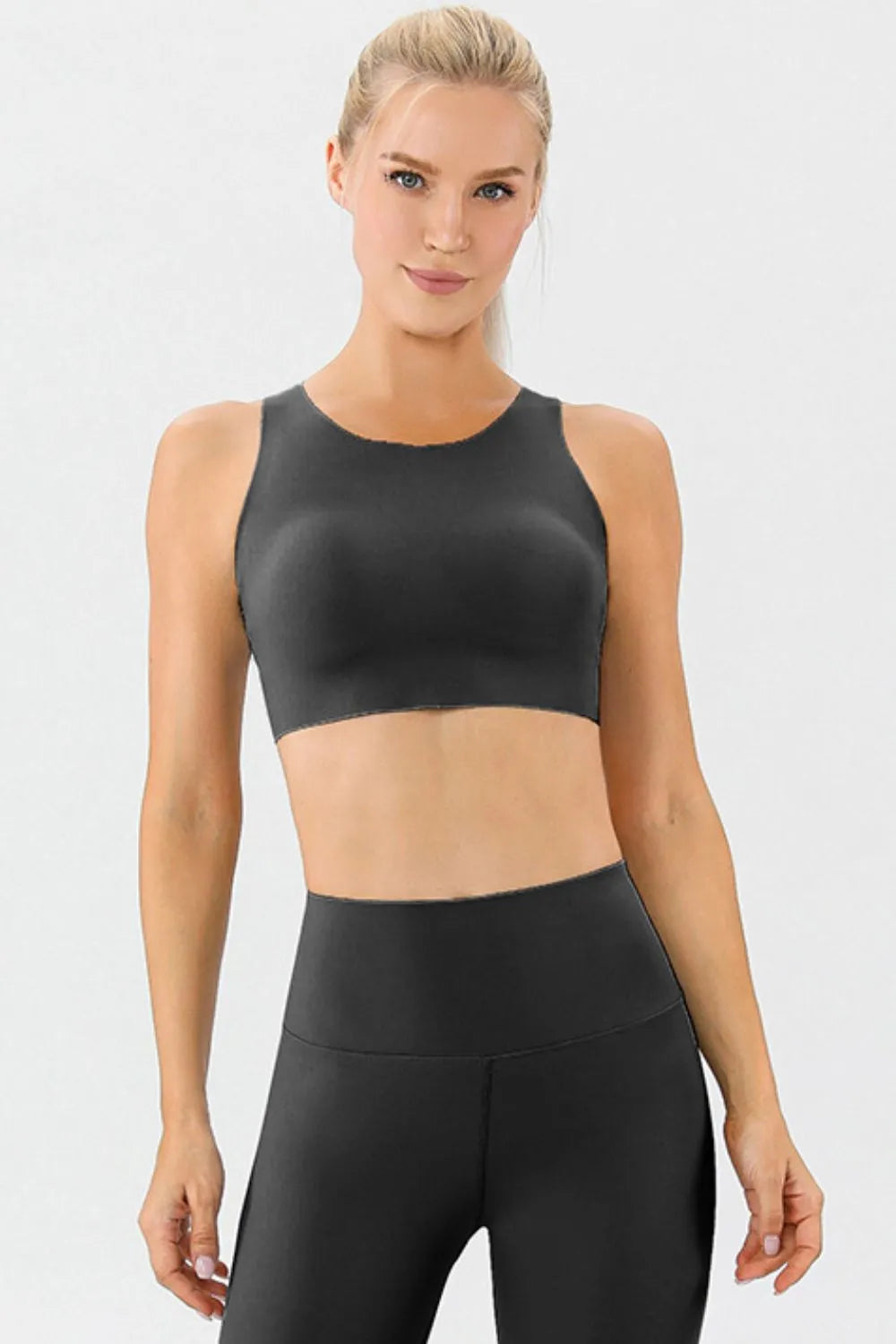 Round Neck Wide Strap Active Bra (4)