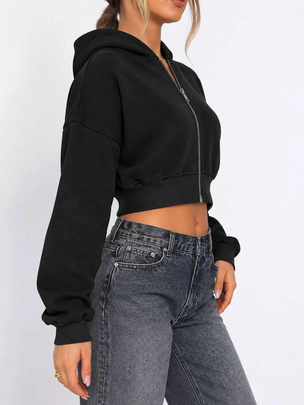 Zip-up Cropped Hoodie (2)