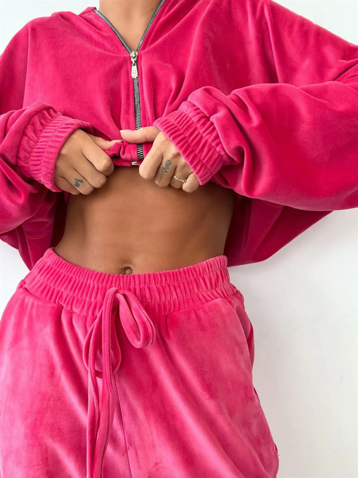 Zip Up Long Sleeve Top Pants Set (10)