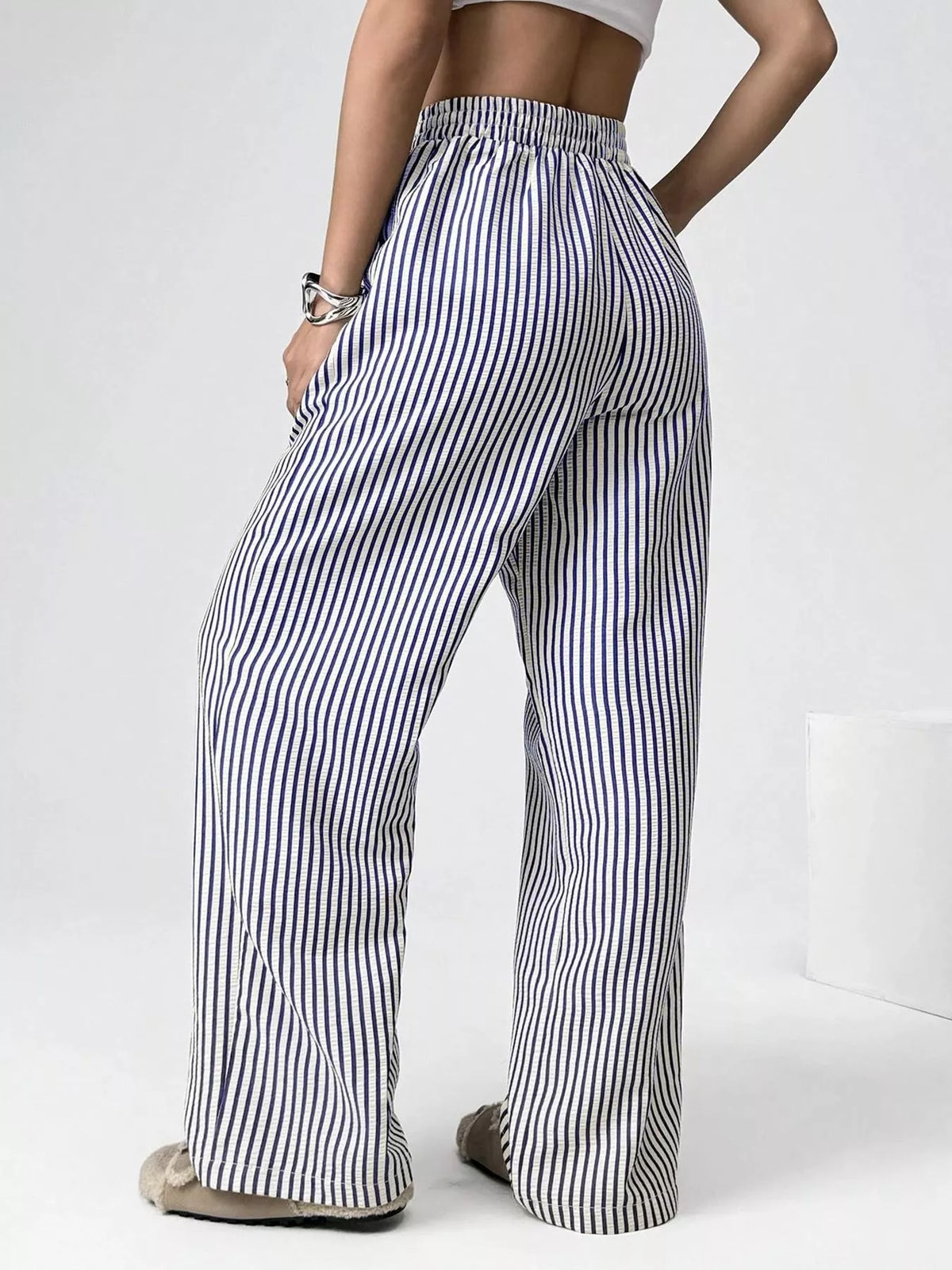 Striped High-waisted Wide Leg Pants (2)