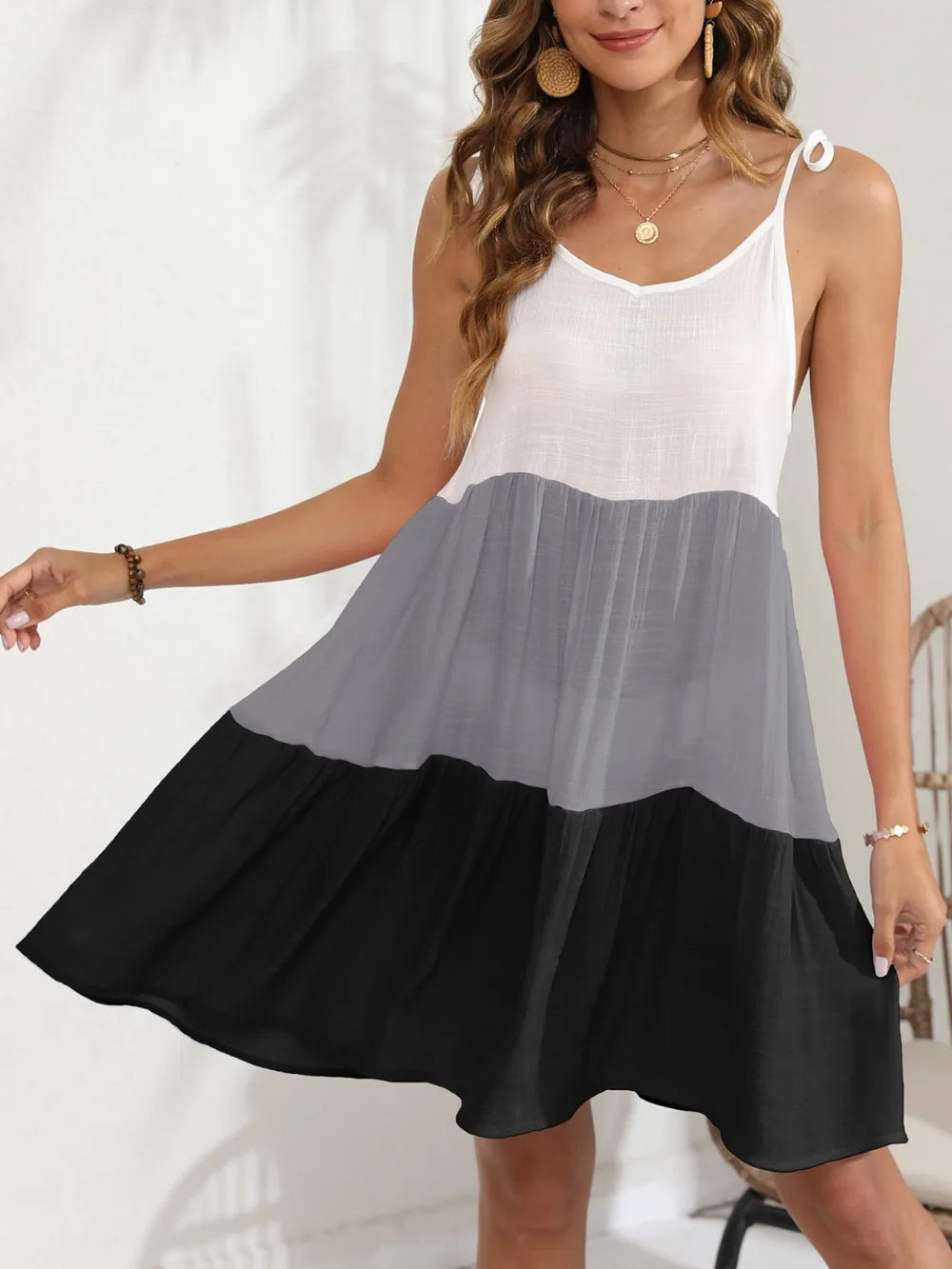 Block Spaghetti Strap Cover-up Dress (14)