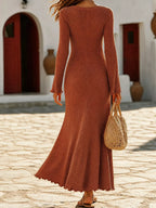Button-front Ribbed Knit Maxi Dress (4)