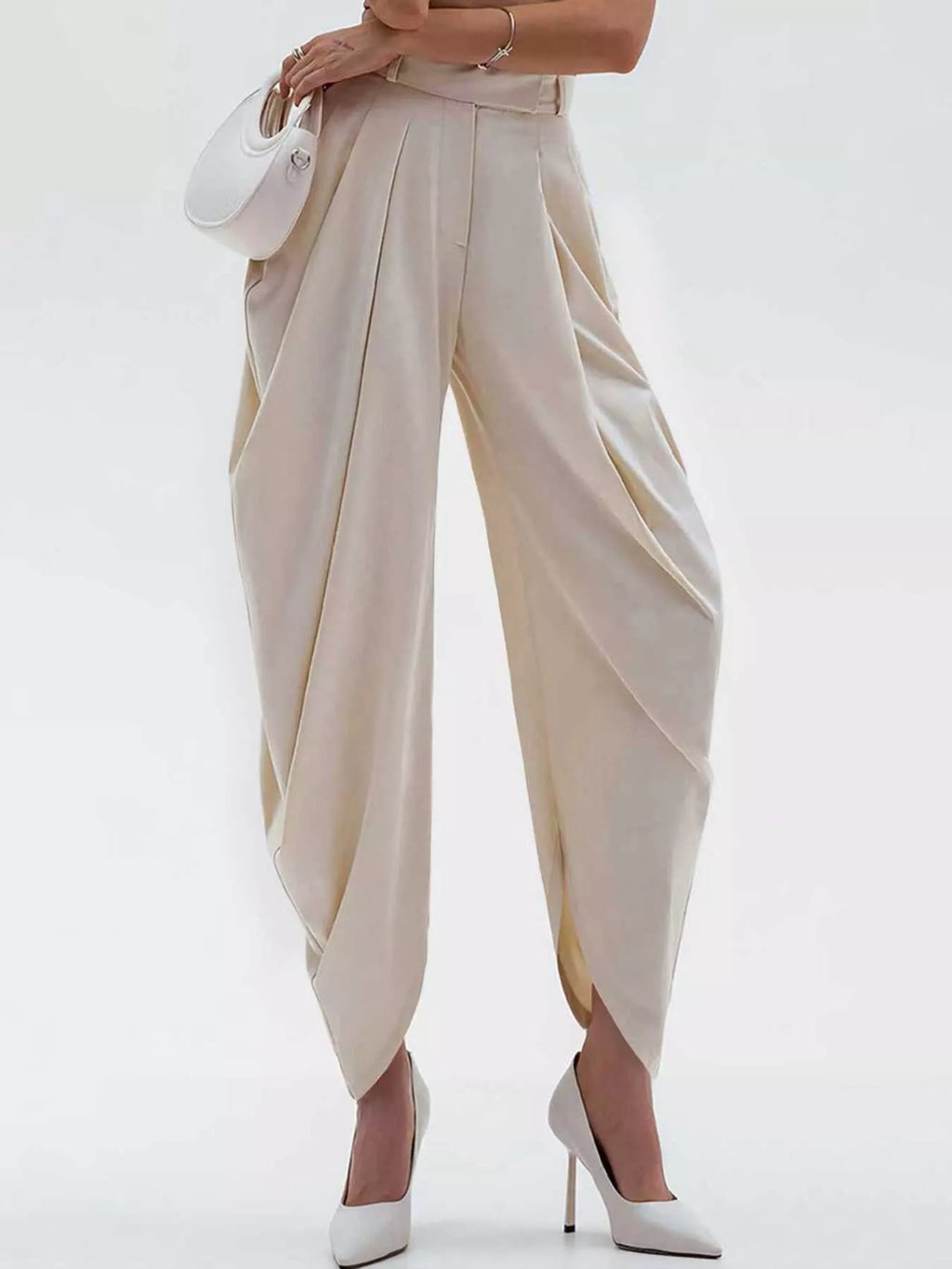 High-waisted Pleated Drape Pants