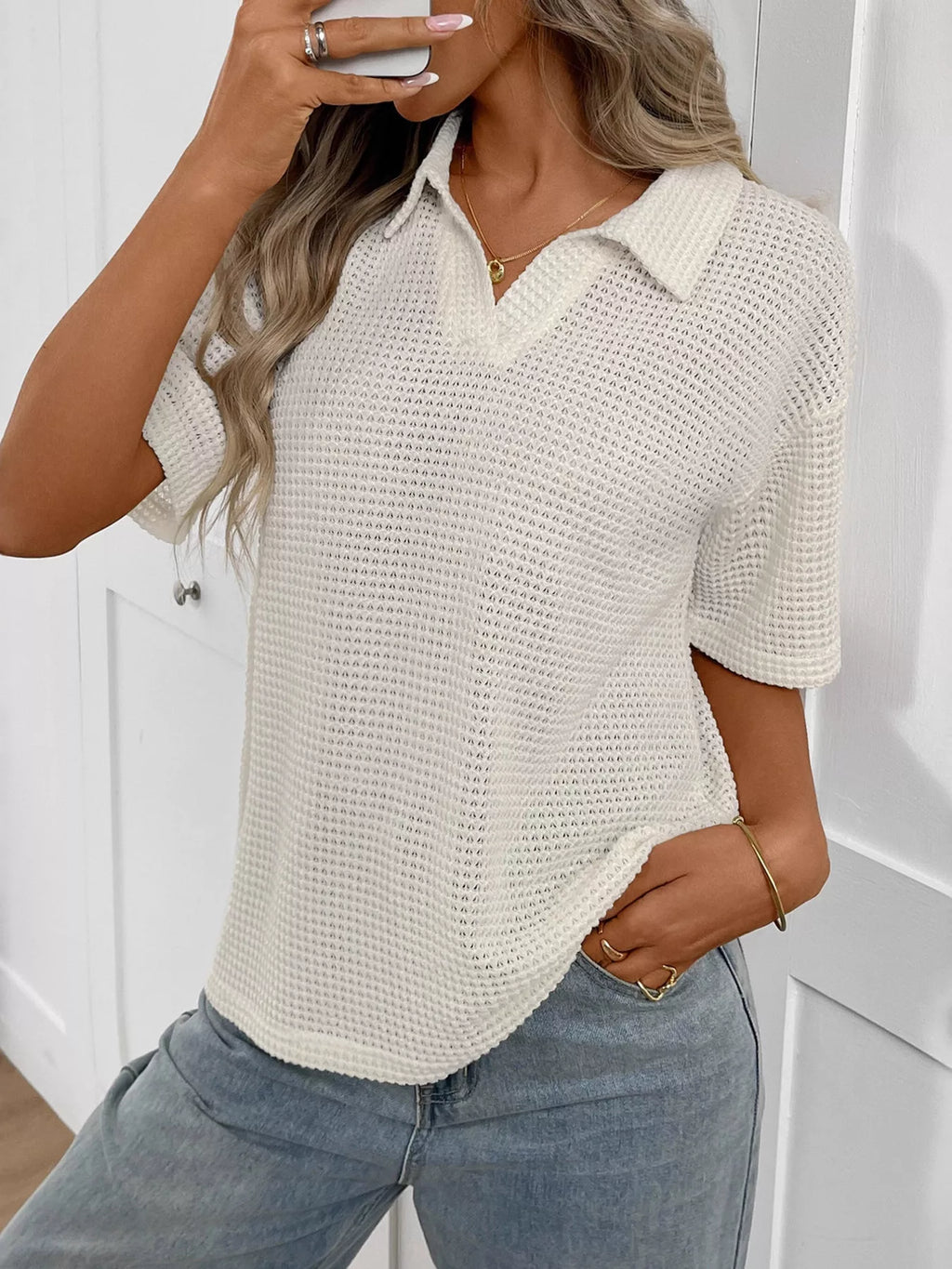 Striped Knit Short Sleeve Top (20)