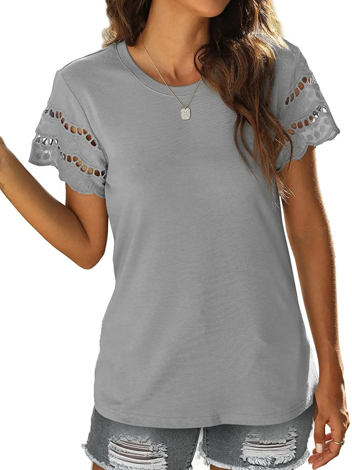 Round Neck Short Sleeve Casual T-shirt (2)