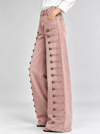 Decorative Button Wide-leg Jeans (8)