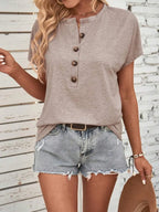 Half Button Short Sleeve Top (6)