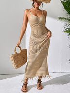 Openwork Scoop Neck Cover-up Dress