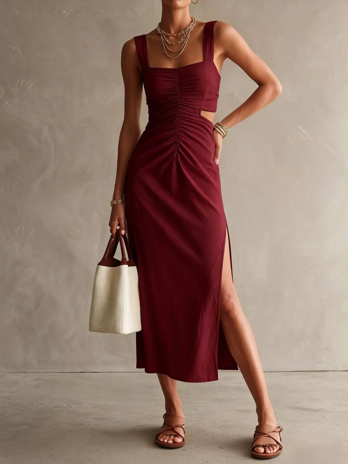 Ruched Cut-out Midi Dress (9)