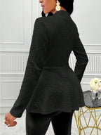 One Button Textured Peplum Cardigan (17)