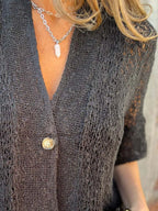 Full Size One Button Half Sleeve Cardigan Plus (10)
