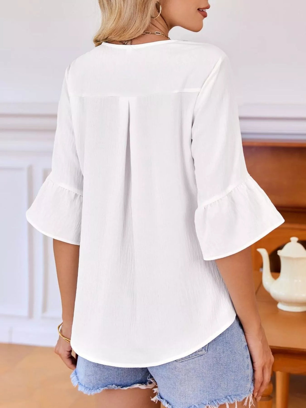 Ruffled Flounce Sleeve Blouse (7)