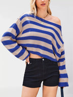 Striped Dropped Shoulder Sweater (4)