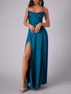 Lace Up Back Split Maxi Dress (17)