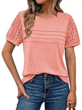 Lace Short Sleeve Round Neck T-shirt