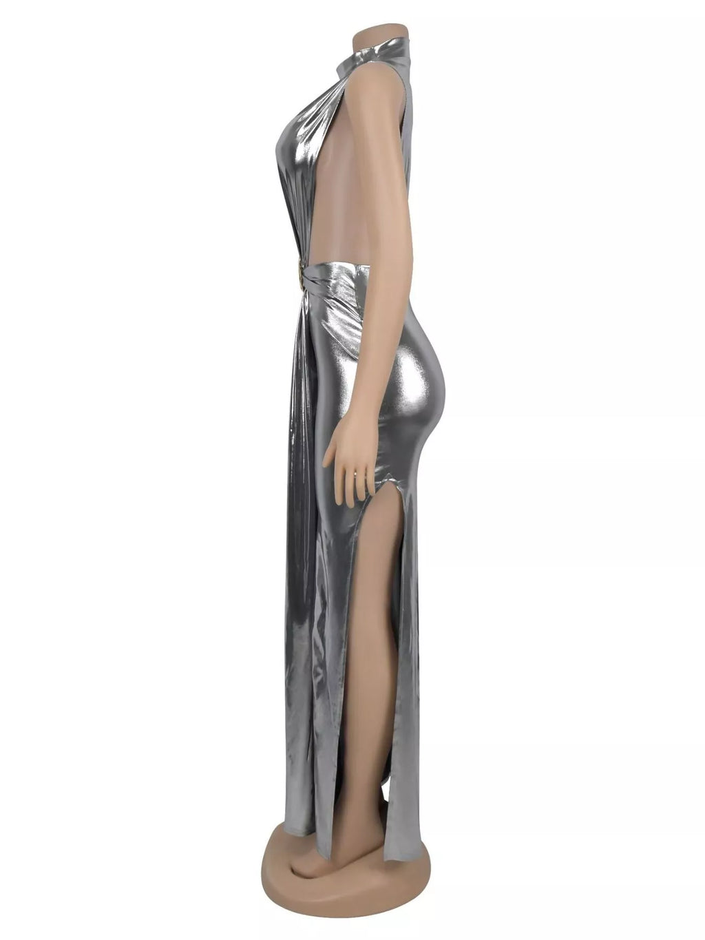 Mock Neck Cut-out Ruched Maxi Dress (4)