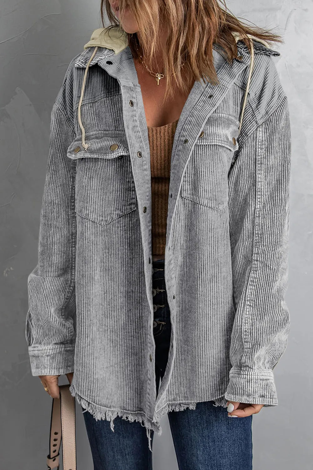 Snap Front Hooded Corduroy Shacket (30)