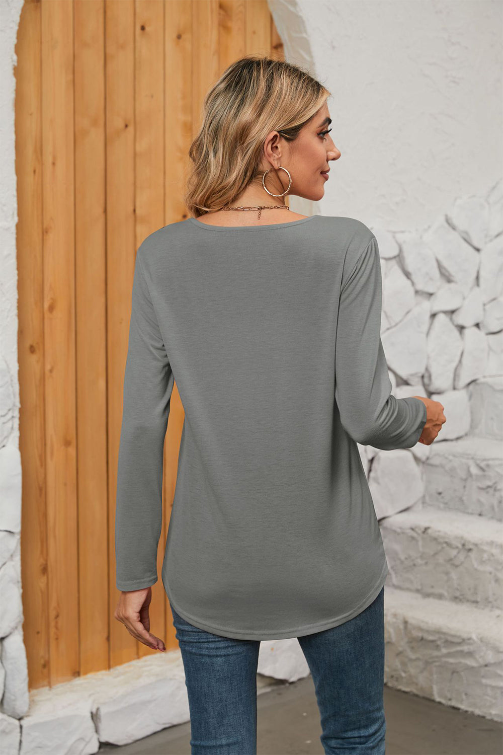 Square Neck Long Sleeve T-shirt (14)