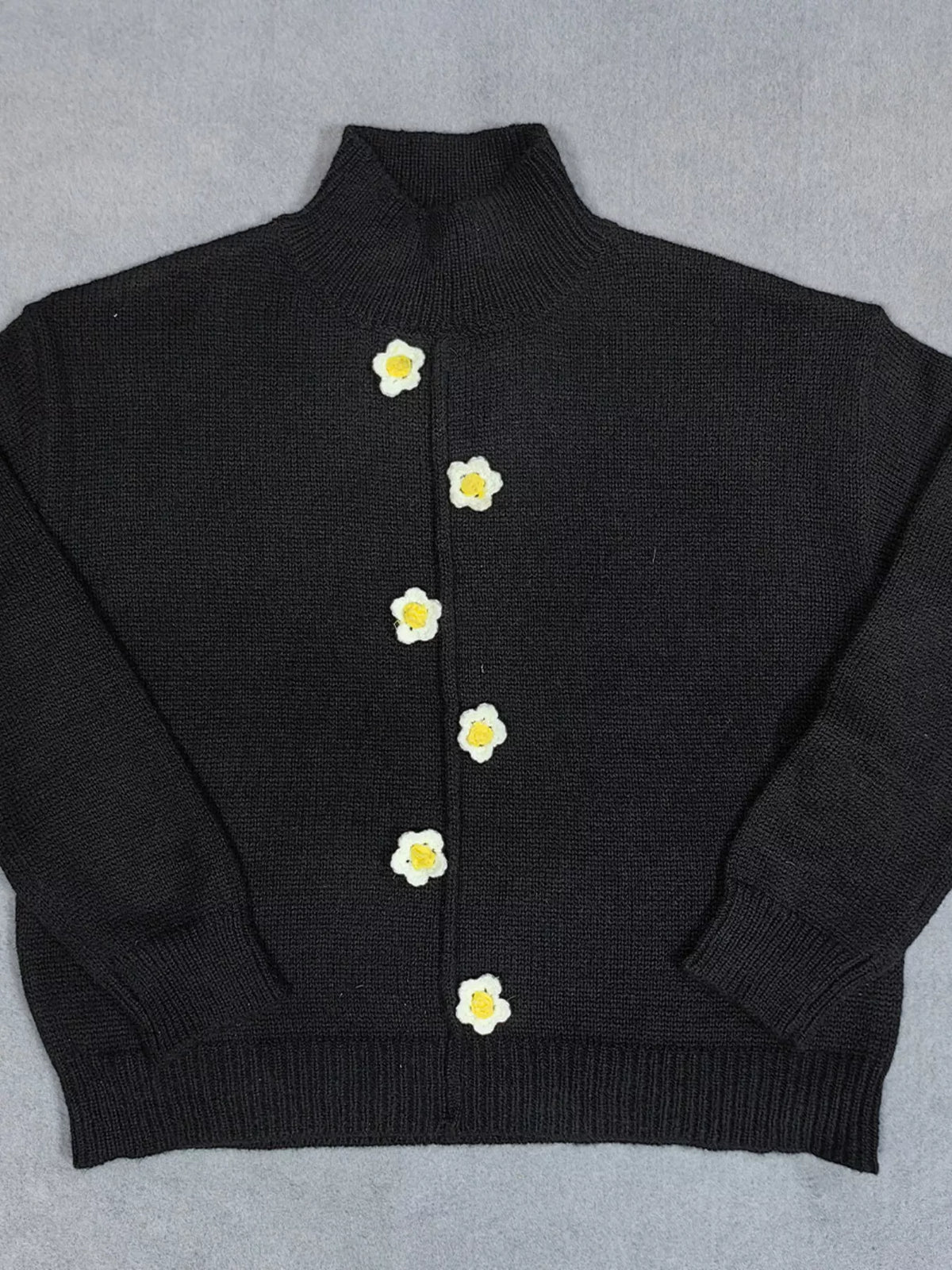 Floral Applique Turtleneck Sweater (11)