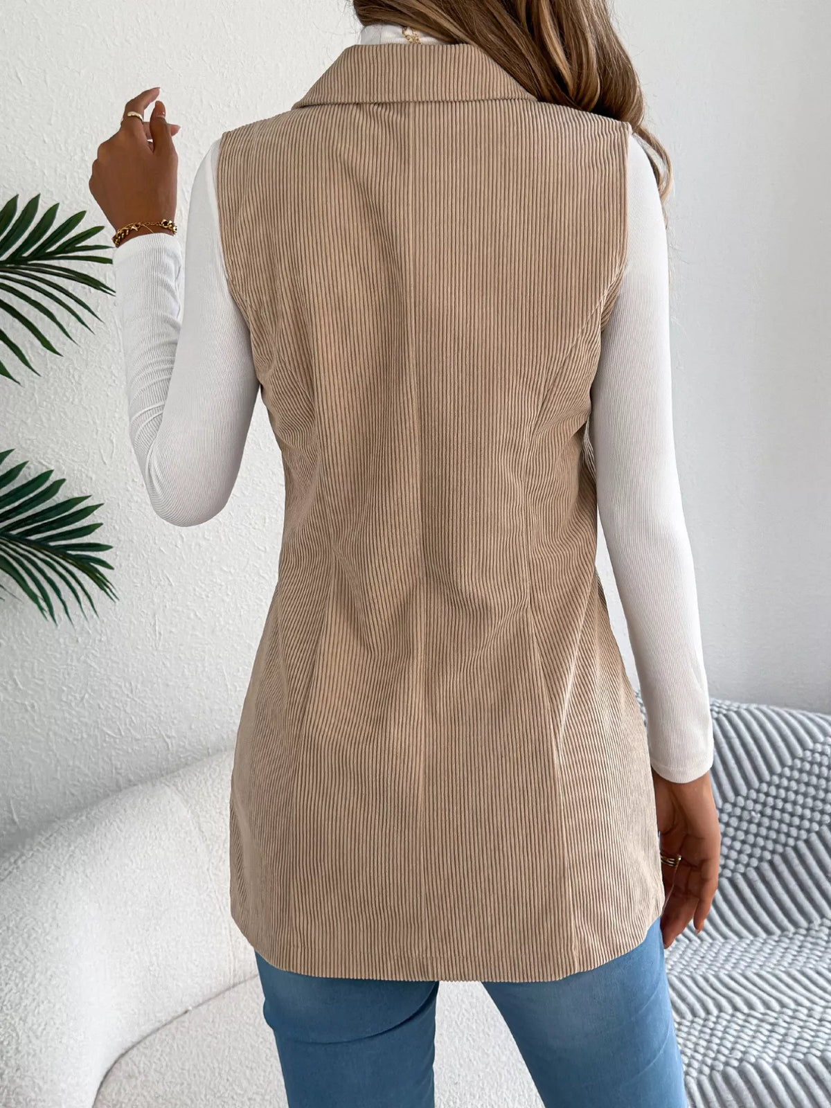 Button-front Longline Vest Coat (2)